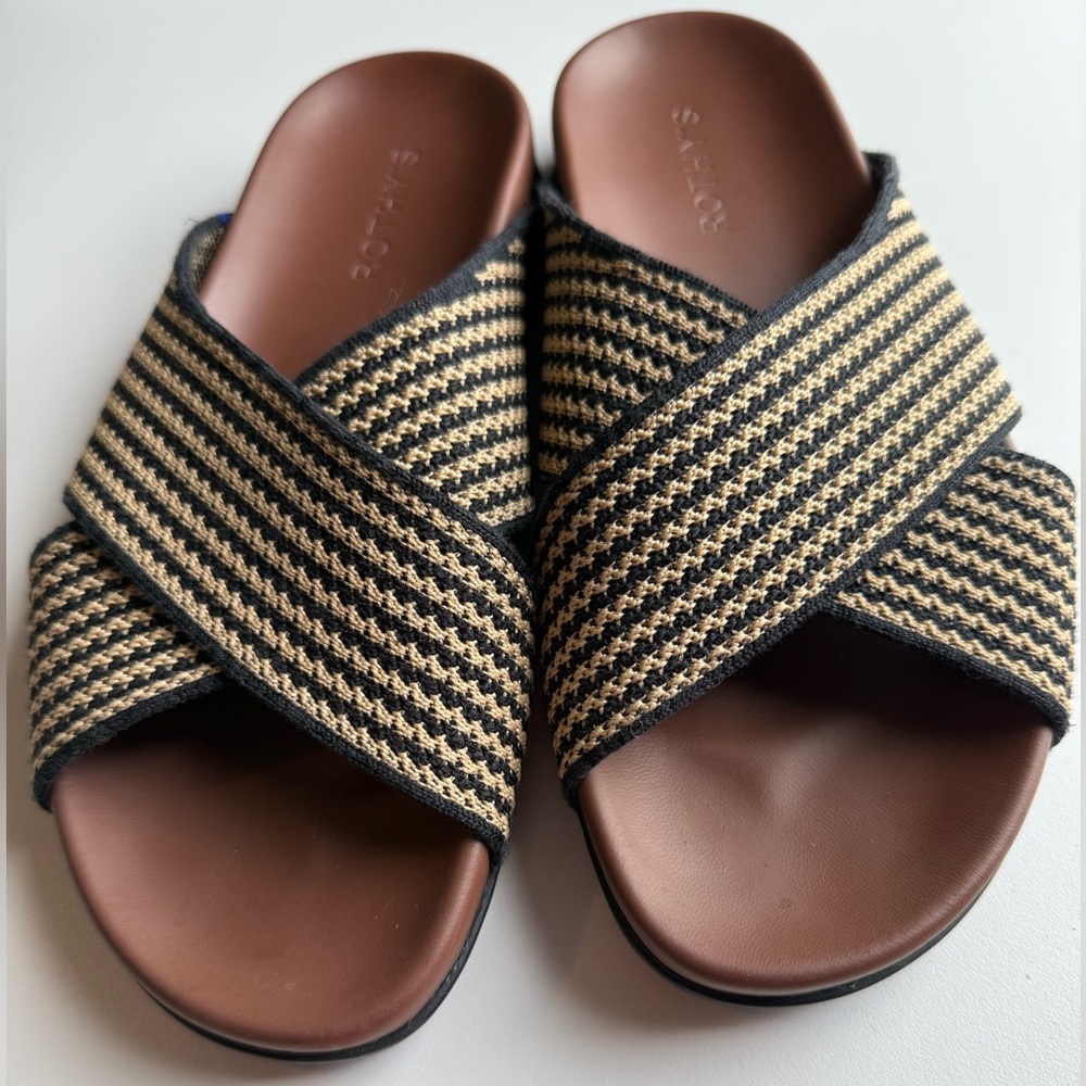 Rothy's Weekend Slide in Toffee Stripe 7.5